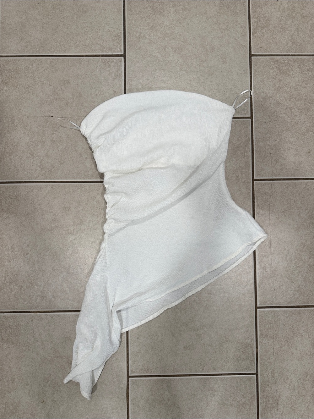 Zara White Asymmetric One-Shoulder Face Mask Accessory